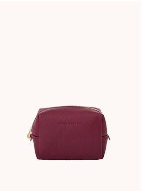 Poppy & Peonies Wine Red Pebbled Leather Cosmetic Case